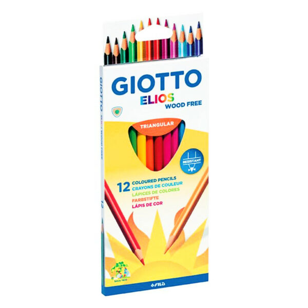 Giotto Elios Wood-Free τριγωνικές ξυλομπογιές 12 Χρώματα