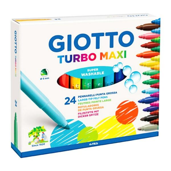 Giotto Turbo Maxi Πλενόμενοι Μαρκαδόροι Ζωγραφικής Χονδροί σε 24 Χρώματα