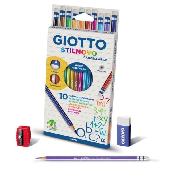 Giotto Ξυλομπογιές Stilnovo Erasable με Γόμα & Ξύστρα 10τμχ