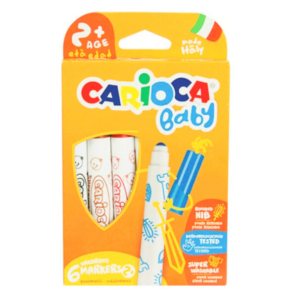 Carioca Baby Πλενόμενοι Μαρκαδόροι Ζωγραφικής Χονδροί σε 6 Χρώματα