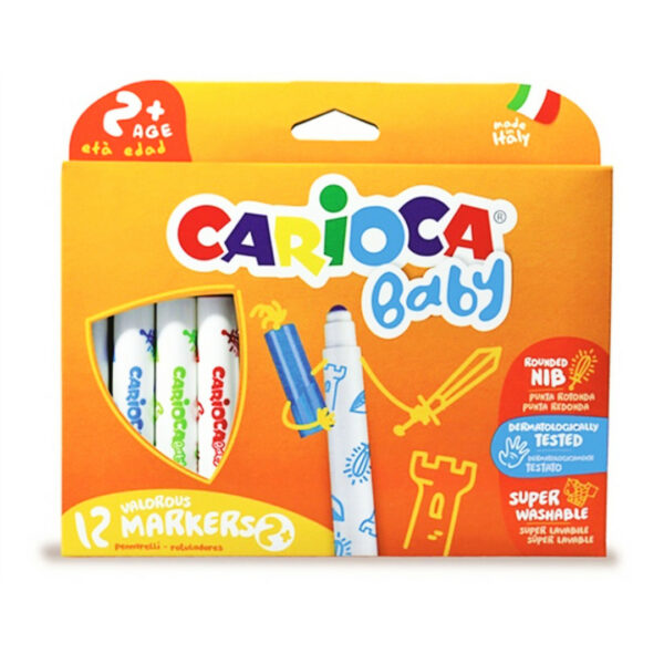 Carioca Baby Πλενόμενοι Μαρκαδόροι Ζωγραφικής Χονδροί σε 12 Χρώματα