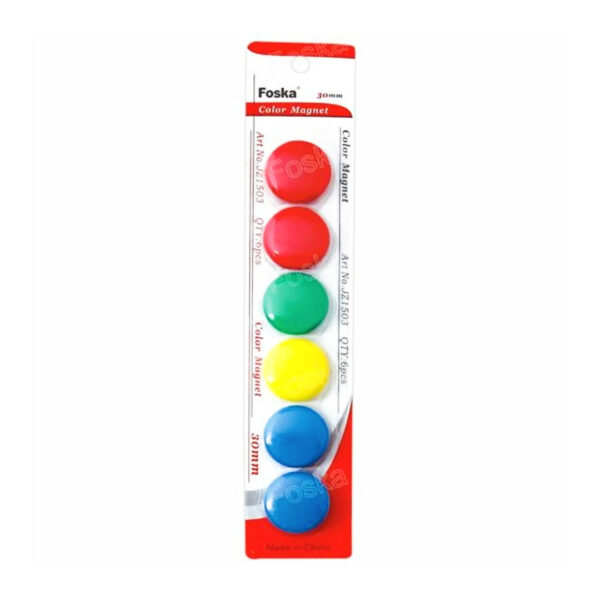Μαγνήτες Χρωματιστοί Foska Blister 30mm (6τεμ)