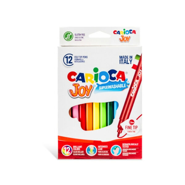 Carioca Super Joy Λεπτοί Πλενόμενοι Μαρκαδόροι Ζωγραφικής σε 12 Χρώματα