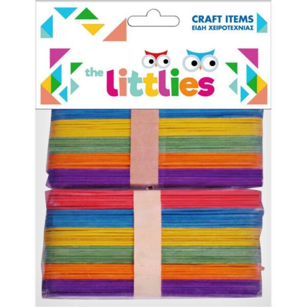 Ξυλάκια Χρωματιστά Χειροτεχνίας The littlies 150mmx20mm 80 Τμχ.