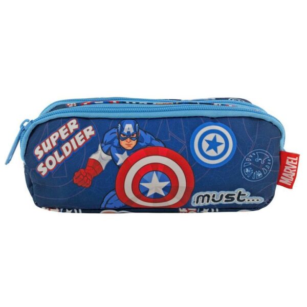 Σχολική Κασετίνα Βαρελάκι Avengers Captain America Super Soldier Must με 2 θήκες (506124)