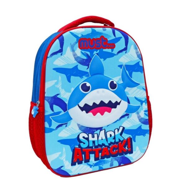 Τσάντα Πλάτης Νηπίου Must 26X10X32 1Θήκη 3D Eva Shark Attack