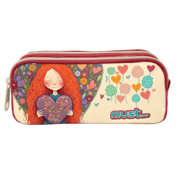 Κασετίνα Must Energy 21x6x9 Με 2 Φερμουάρ Energy Red Heart (585759)