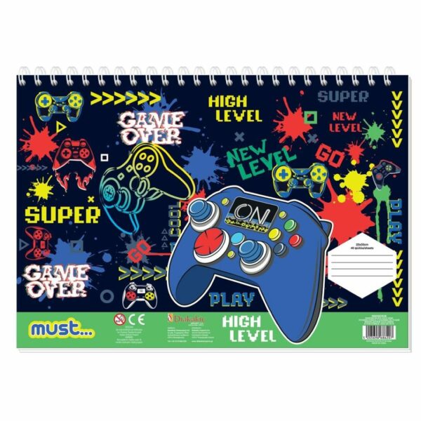 Μπλόκ ζωγραφικής  Must Press Start - Football 23X33 40Φ Αυτοκ+Στένσιλ (Διαφ. Σχέδια) 585958