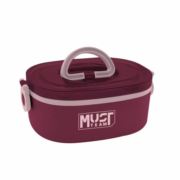 Φαγητοδοχείο Must 750ml Inox 2 σε 1 με (πιρούνι-κουτάλι) 19,5X14X7,6cm Κόκκινο